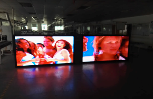 P10 outdoor full-color LED display showing fireworks