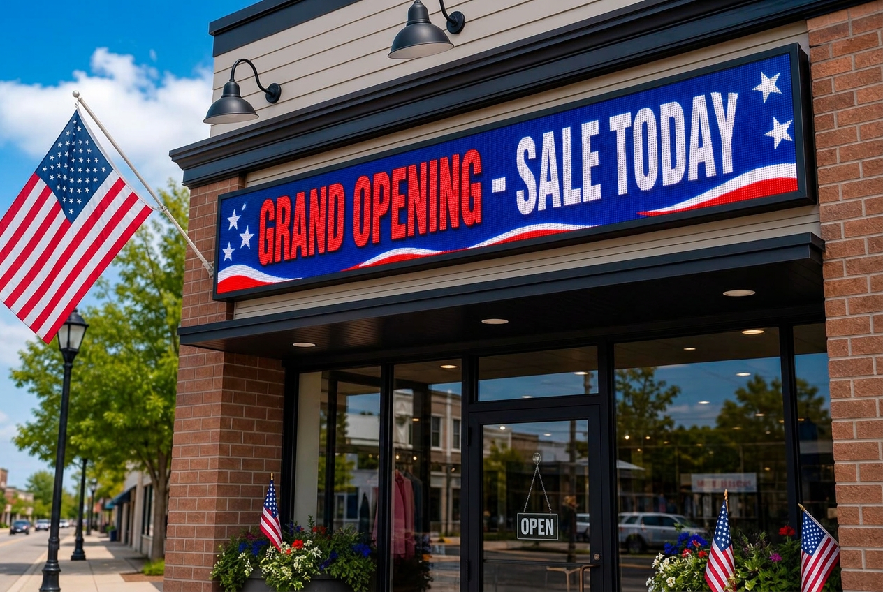 Storefront Grand Opening — P4.81 full-color LED sign