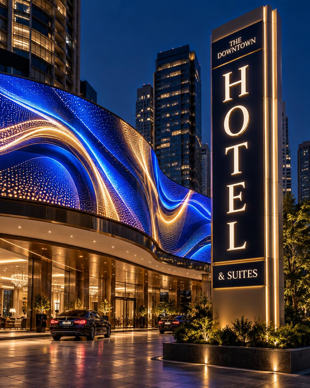 Hotel Pylon Sign — P4.81 full-color LED sign