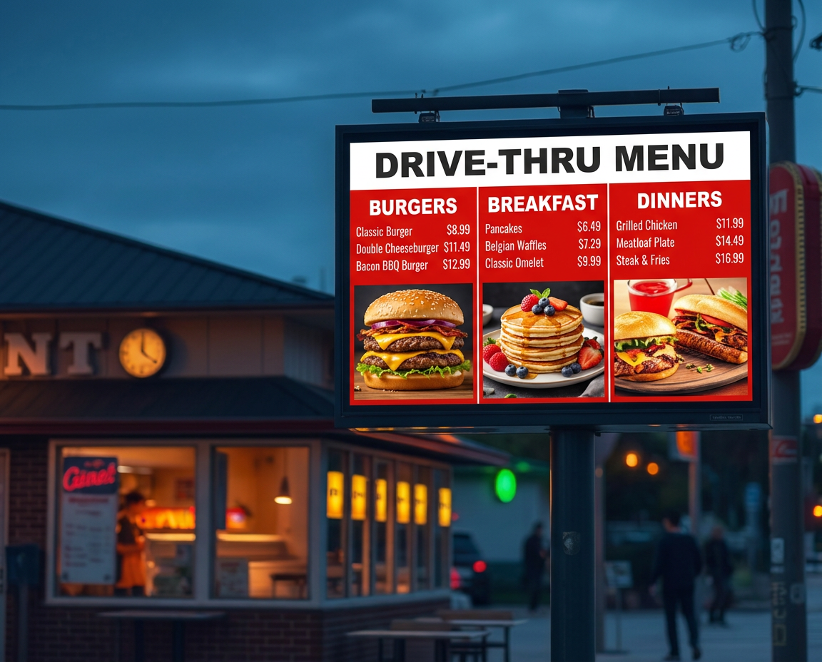 Drive-Thru Menu Board — P4.81 full-color LED sign