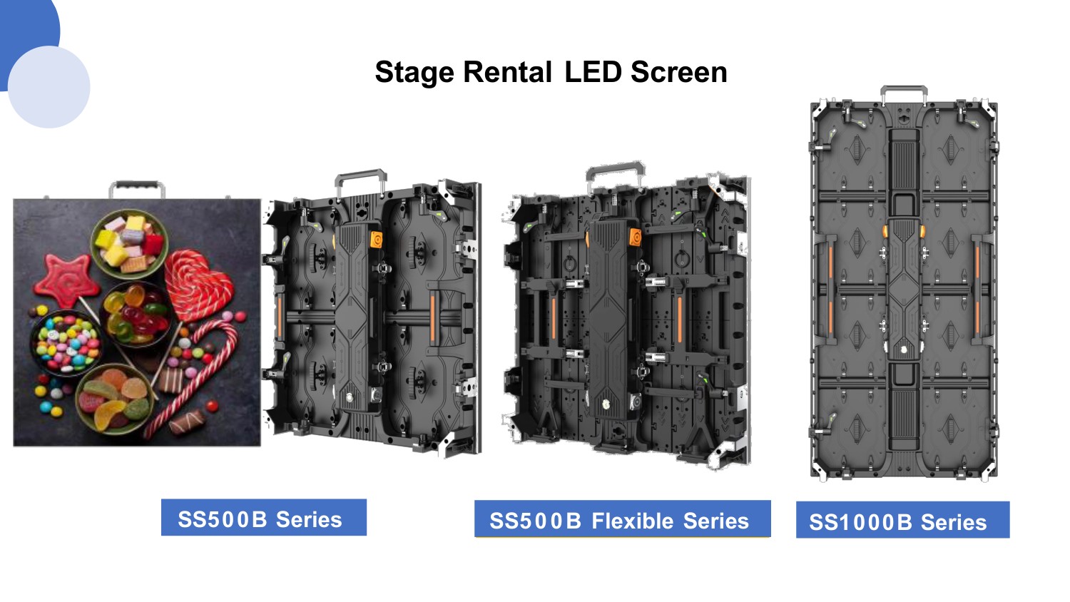 SS500B rental series LED wall installed on a stage
